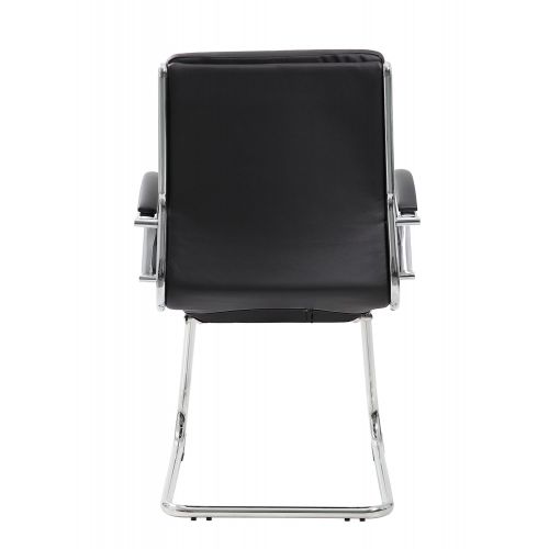  BOSS Boss Office Products B9479-BK Executive Mid Back CaressoftPlus Chair with Metal Chrome Finish in Black