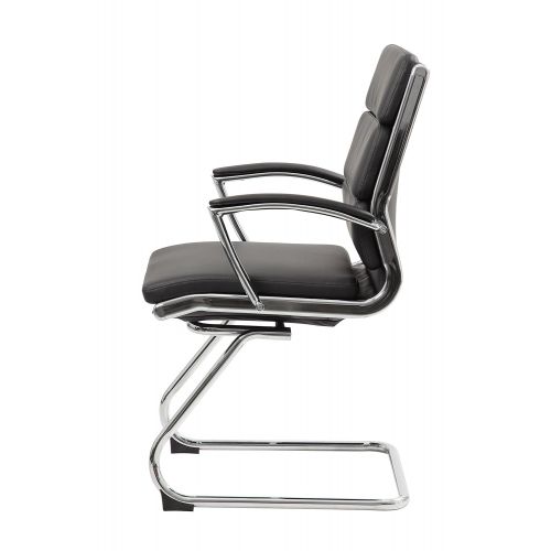  BOSS Boss Office Products B9479-BK Executive Mid Back CaressoftPlus Chair with Metal Chrome Finish in Black