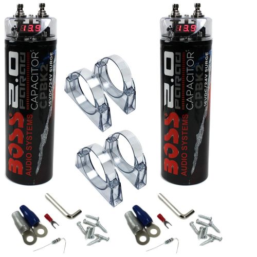  BOSS AUDIO Boss CPBK2 2 Farad 20-Volt Digital Voltage Car Audio Power Capacitor, LED Black (2 Pack)