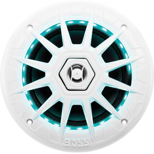  [아마존베스트]BOSS Audio Systems MRGB65 6.5 Inch Marine Speakers - Weatherproof, 200 Watts Per Pair, 100 Watts Each, Multi-Color Illumination, Full Range, 2 Way, Sold in Pairs