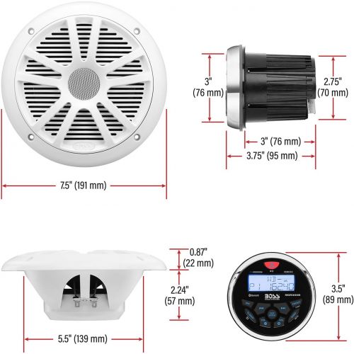  [아마존베스트]BOSS Audio Systems Boss Audio Systems MCKGB350W.6 Receiver Speaker Package, Bluetooth, MP3 USB AM FM Marine Stereo, - NO CD DVD, 2 6.5 Inch Speakers, Antenna