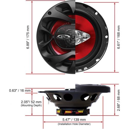  BOSS Audio Systems CH6530 Car Speakers - 300 Watts of Power Per Pair and 150 Watts Each, 6.5 Inch, Full Range, 3 Way, Sold in Pairs