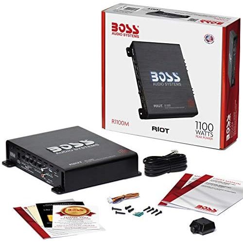  [아마존베스트]BOSS Audio Systems R1100M Monoblock Car Amplifier - 1100 Watt Amp, 2/4 Ohm Stable, Class A/B, Mosfet Power Supply, Remote Subwoofer Control, Subwoofer Amplifier