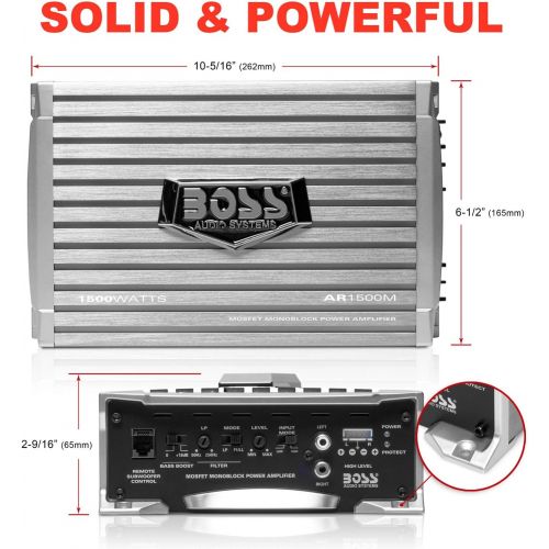  [아마존베스트]BOSS Audio Systems AR1500M Car Amplifier - 1500 Watts Max Power, 2 4 Ohm Stable, Class AB, Monoblock, Mosfet Power Supply, Remote Subwoofer Control