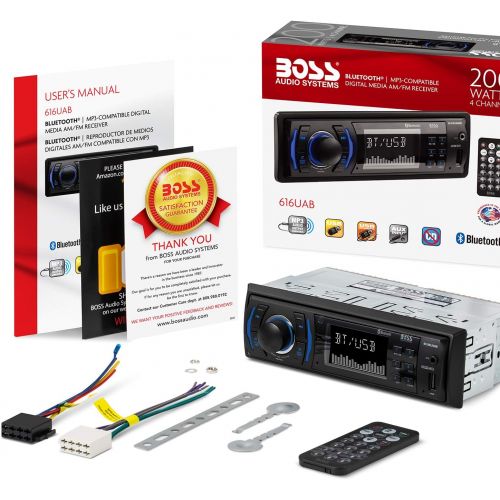  [아마존베스트]BOSS Audio Systems 616UAB Multimedia Car Stereo - Single Din LCD Bluetooth Audio and Hands-Free Calling, Built-in Microphone, MP3/USB, Aux-in, AM/FM Radio Receiver
