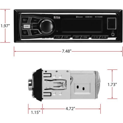  [아마존베스트]BOSS Audio Systems 611UAB Multimedia Car Stereo - Single Din, Bluetooth Audio and Hands-Free Calling, Built-in Microphone, MP3 Player, No CD/DVD Player, USB Port, AUX Input, AM/FM