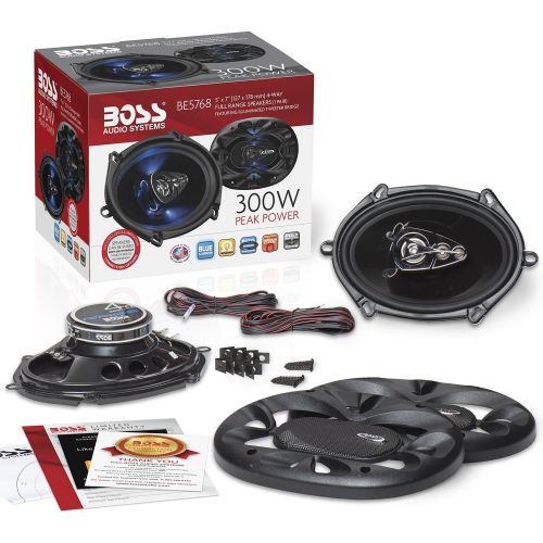  [아마존베스트]BOSS Audio Systems BE5768 Car Speakers - 300 Watts of Power Per Pair and 150 Watts Each, 5 x 7 Inch, Full Range, 3 Way, Sold in Pairs, Easy Mounting