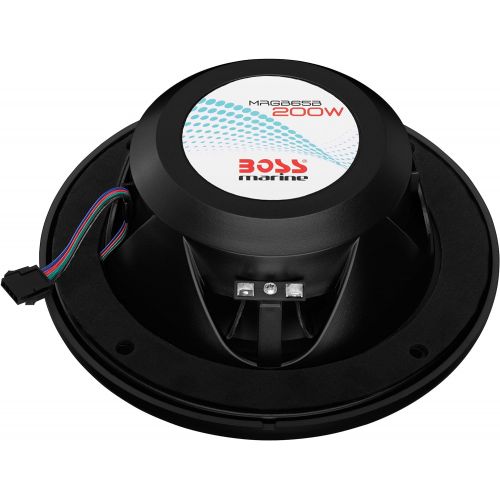  [아마존베스트]BOSS Audio Systems MRGB65B 6.5 Inch Marine Speakers - Weatherproof, 200 Watts Per Pair, 100 Watts Each, Multi-Color Illumination, Full Range, 2 Way, Sold In Pairs