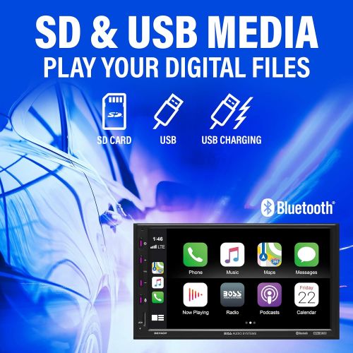  [아마존베스트]BOSS Audio Systems Elite BE7ACP Car Multimedia Player with Apple CarPlay Android Auto - 7 Inch LCD Capacitive Touchscreen, Double Din, Bluetooth, No CD/DVD Player, USB, SD, AV in,