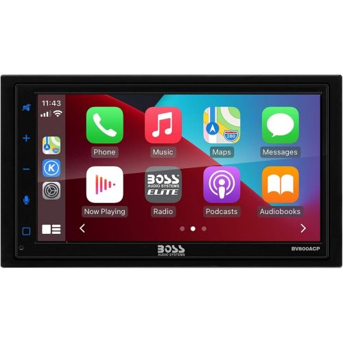  [아마존베스트]BOSS Audio Systems Elite BV800ACP Car Multimedia Player with Apple CarPlay - Android Auto Double Din Car Stereo, 6.75 Inch LCD Capacitive Touchscreen Bluetooth MP3 USB A/V in AM/FM