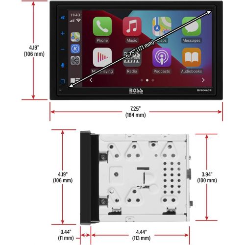  [아마존베스트]BOSS Audio Systems Elite BV800ACP Car Multimedia Player with Apple CarPlay - Android Auto Double Din Car Stereo, 6.75 Inch LCD Capacitive Touchscreen Bluetooth MP3 USB A/V in AM/FM