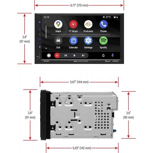  [아마존베스트]BOSS Audio Systems Elite BE7ACP-C Car Multimedia Player with Apple CarPlay Android Auto - 7 Inch Capacitive Touchscreen, Double Din, Bluetooth, No CD/DVD, USB, SD, AV In, AM/FM, Ba