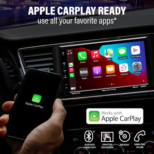  [아마존베스트]BOSS Audio Systems BVCP9700A-C Wireless Apple CarPlay Android Auto Car Multimedia Player - 7 Inch Capacitive Touchscreen, Bluetooth, No CD DVD, Multi-Color Illumination, Backup Cam
