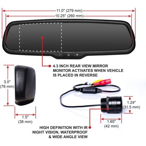  [아마존베스트]BOSS Audio Systems BV430RVM Rearview Car Mirror with 4.3 Inch Built in High Resolution Digital Monitor - Includes Weatherproof Rearview Backup Camera and Brackets