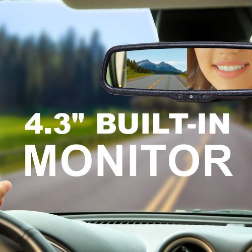  [아마존베스트]BOSS Audio Systems BV430RVM Rearview Car Mirror with 4.3 Inch Built in High Resolution Digital Monitor - Includes Weatherproof Rearview Backup Camera and Brackets