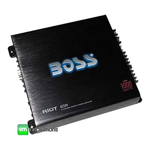  BOSS Audio Systems R2504 1000 Watt 4 Channel Car Audio Power Stereo Amplifier with Remote Control and AKS8 Amplifier Installation Wiring Kit