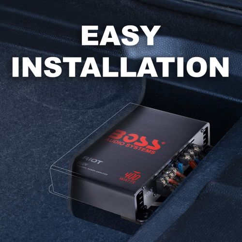  BOSS Audio Systems R1004 4 Channel Car Amplifier ? Riot Series, 400 Watts, Full Range, Class A/B, 2 Ohm Stable, IC (Integrated Circuit) Great for Car Speakers and Car Stereos