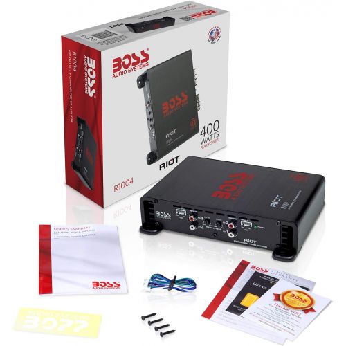  BOSS Audio Systems R1004 4 Channel Car Amplifier ? Riot Series, 400 Watts, Full Range, Class A/B, 2 Ohm Stable, IC (Integrated Circuit) Great for Car Speakers and Car Stereos