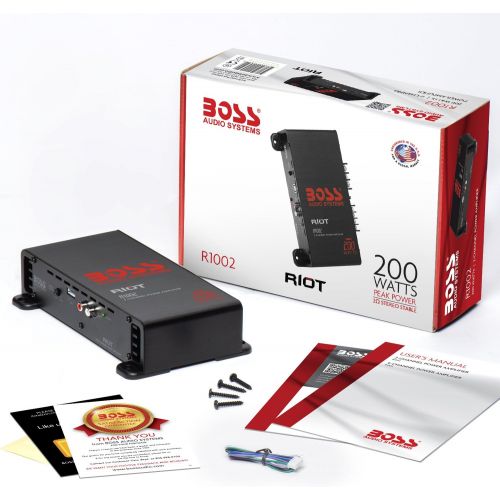  BOSS Audio Systems R1002 Car Amplifier - 2 Channel, 200 Watts Max Power, 2 4 Ohm Stable, Class AB, Full Range