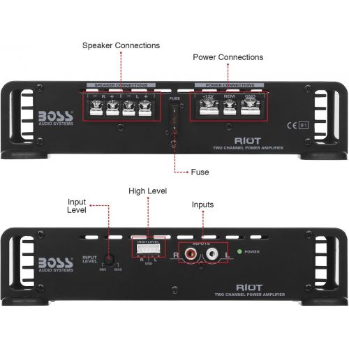  BOSS Audio Systems R1002 Car Amplifier - 2 Channel, 200 Watts Max Power, 2 4 Ohm Stable, Class AB, Full Range