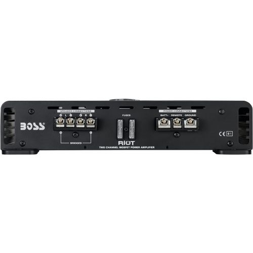  BOSS Audio Systems R4002 Riot Series Car Audio Stereo Amplifier ? 800 High Output, 2 Channel, Class A/B, 2/4 Ohm, Low/High Level Inputs, High/Low Pass Crossover, Full Range, Bridge