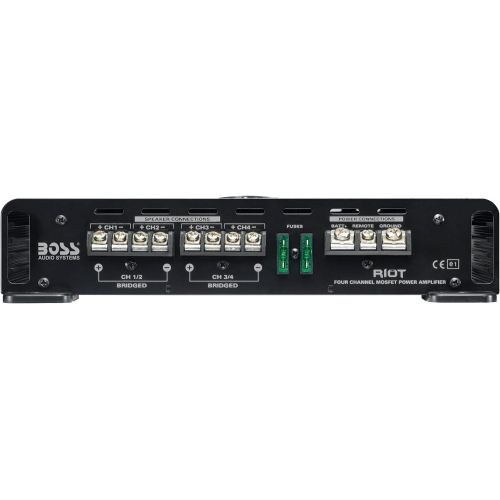  BOSS Audio Systems R3004 4 Channel Car Amplifier - 1200 Watts, 2/4 Ohm Stable, Class A/B, Full Range, Bridgeable, MOSFET Power Supply, Remote Subwoofer Control