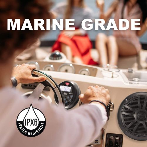  BOSS Audio Systems MCKGB350B.6 Weatherproof Marine Gauge Receiver and Speaker Package - IPX6 Receiver, 6.5 Inch Speakers, Bluetooth Audio, USB, MP3, AM/FM, NOAA Weather Band Tuner,