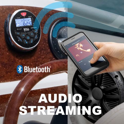  BOSS Audio Systems MCKGB350B.6 Weatherproof Marine Gauge Receiver and Speaker Package - IPX6 Receiver, 6.5 Inch Speakers, Bluetooth Audio, USB, MP3, AM/FM, NOAA Weather Band Tuner,