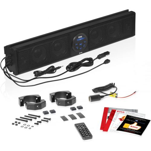  BOSS Audio Systems BRT26A UTV Sound Bar - 26 Inch Wide, IPX5 Rated Weatherproof, Bluetooth, Amplified, 4 Inch Speakers, Soft Dome Tweeters, Easy Installation for Dune Buggies, Jeep