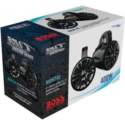  BOSS Audio Systems MRWT40 Marine Waketower Speaker System - 400 Watts of Power Per Pair, 200 Watts Each, 4 Inch, Full Range, 2 Way, Marine grade Weatherproof, Sold In Pairs