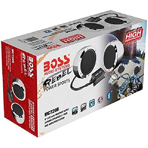  BOSS Audio Systems BOSS Audio MC720B Bluetooth, Weatherproof Speaker And Amplifier Sound System, Two 4 Inch Speakers, Bluetooth Amplifier, Inline Volume Control, Ideal For MotorcyclesATV and 12 Volt
