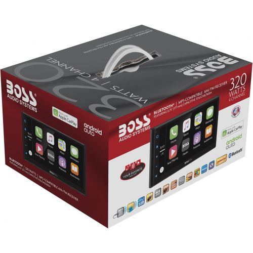  BOSS Audio Systems Boss Audio BVCP9675A Double Din, Apple CarPlay, Android Auto, Bluetooth, 6.75 Capacitive Touchscreen Mech-Less (No CDDVD) AMFM Receiver, MP3USB