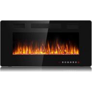 BOSSIN 36 inch Ultra-Thin Silence Linear Electric Fireplace Inserts, Recessed Wall Mounted Fireplace, Fit for 2 x 4 and 2 x 6 Stud, Adjustable Flame Color & Speed,Touch Screen Remo
