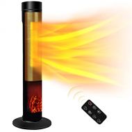 BOSSIN Space Heaters for Indoor Use-33 Ceramic Tower Heater for Large Room with Thermostat,Fast Heating,3D Realistic Flame,Quiet Operation,Remote Control,Overheating&Tip-Over Prote