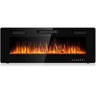 BOSSIN 50 inch Ultra-Thin Silence Linear Electric Fireplace, Recessed Wall Mounted Fireplace, Fit for 2 x 4 and 2 x 6 Stud, 12 Adjustable Flame Color & Speed,Touch Screen Remote Co
