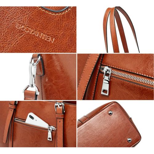  [아마존베스트]BOSTANTEN Women Leather Laptop Tote Office Shoulder Handbag Vintage Briefcase 15.6 inch Computer Work Purse Brown