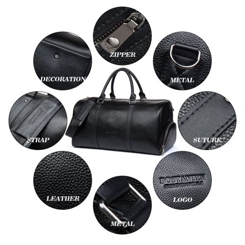  BOSTANTEN Genuine Leather Travel Weekender Overnight Duffel Bag Gym Sports Luggage Tote Duffle Bags For Men & Women