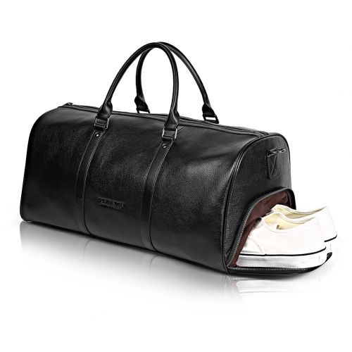  BOSTANTEN Genuine Leather Travel Weekender Overnight Duffel Bag Gym Sports Luggage Tote Duffle Bags For Men & Women