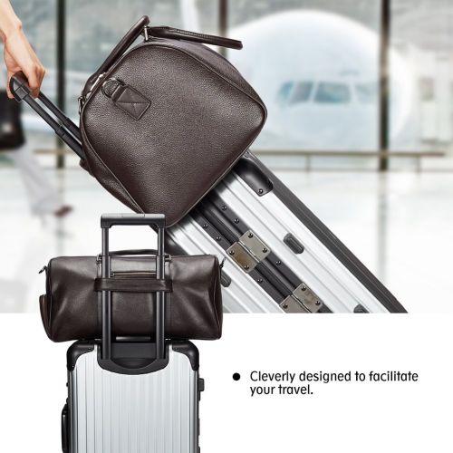  BOSTANTEN Genuine Leather Travel Weekender Overnight Duffel Bag Gym Sports Luggage Tote Duffle Bags For Men & Women