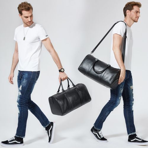  BOSTANTEN Genuine Leather Travel Weekender Overnight Duffel Bag Gym Sports Luggage Tote Duffle Bags For Men & Women