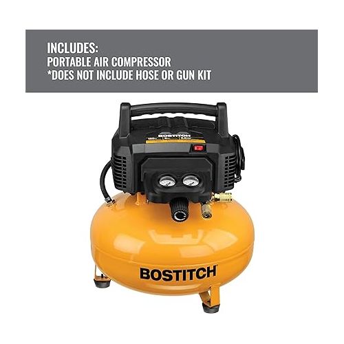  BOSTITCH Air Compressor Kit, Oil-Free, 6 Gallon, 150 PSI (BTFP02012-WPK)