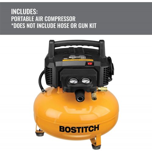  [아마존베스트]BOSTITCH Pancake Air Compressor, Oil-Free, 6 Gallon, 150 PSI (BTFP02012)
