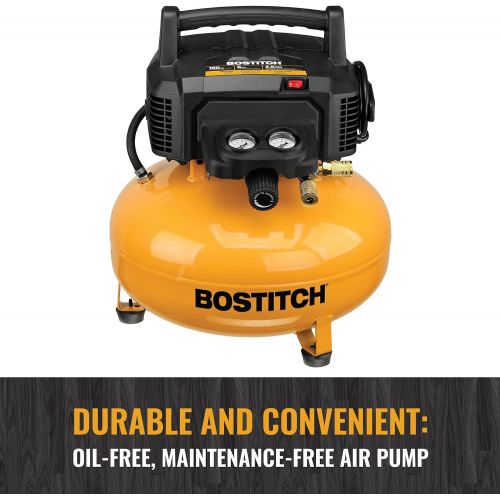  [아마존베스트]BOSTITCH Pancake Air Compressor, Oil-Free, 6 Gallon, 150 PSI (BTFP02012)