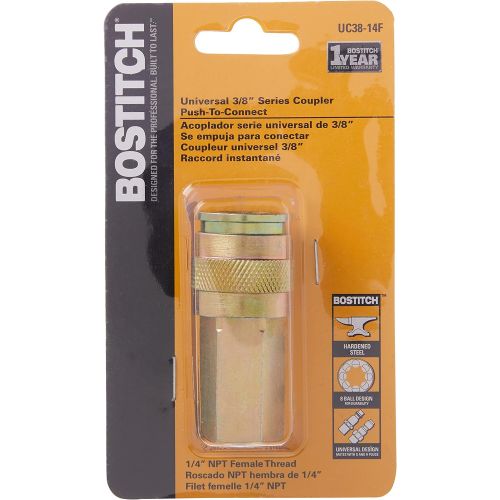  BOSTITCH UC38-14F Universal 3/8-Inch Series Coupler with Push-To-Connect with 1/4-Inch NPT Female Thread