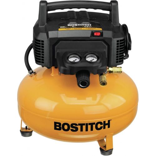  BOSTITCH Nail Gun, Brad Nailer, Smart Point, 18GA (BTFP12233) & Pancake Air Compressor, Oil-Free, 6 Gallon, 150 PSI (BTFP02012)