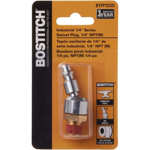  Bostitch BTFP72333 Industrial 1/4-Inch Series Swivel Plug with 1/4-Inch NPT Male Thread