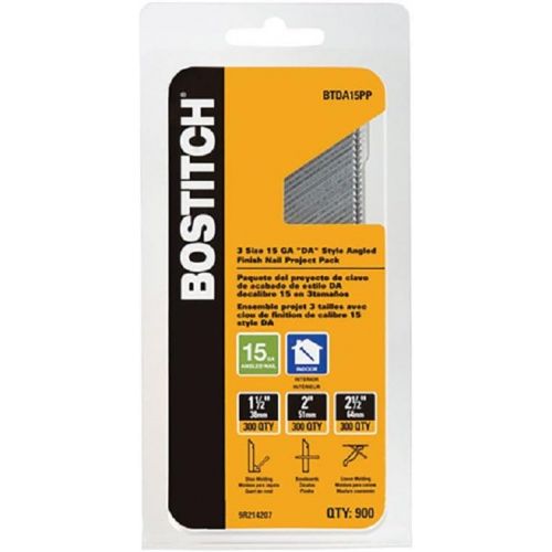  Bostitch 15 Ga. Smooth Shank Angled Strip Finish Nails Assorted in. L x 0.12 in. Dia. 900 count