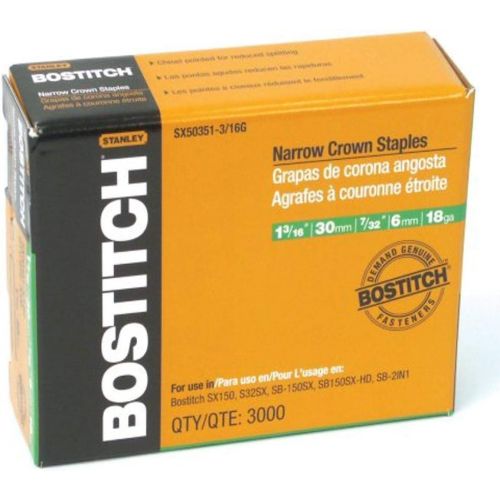  BOSTITCH SX50351-3/16G 1-3/16-Inch by 18 Gauge by 7/32-Inch Crown Finish Staple (3,000 per Box)