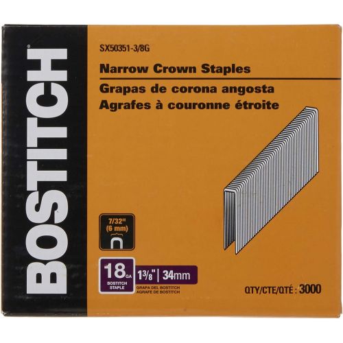  BOSTITCH Crown Staples, 1-3/8-Inch x 7/32-Inch, 18GA, 3000-Pack (SX50351-3/8G)