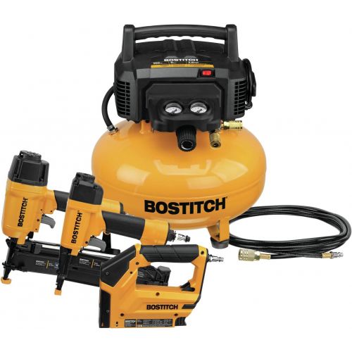  BOSTITCH Air Compressor Combo Kit, 3-Tool (BTFP3KIT) & 18 Gauge Brad Nails, 1-Inch, 1000 per Box (BT1309B-1M)
